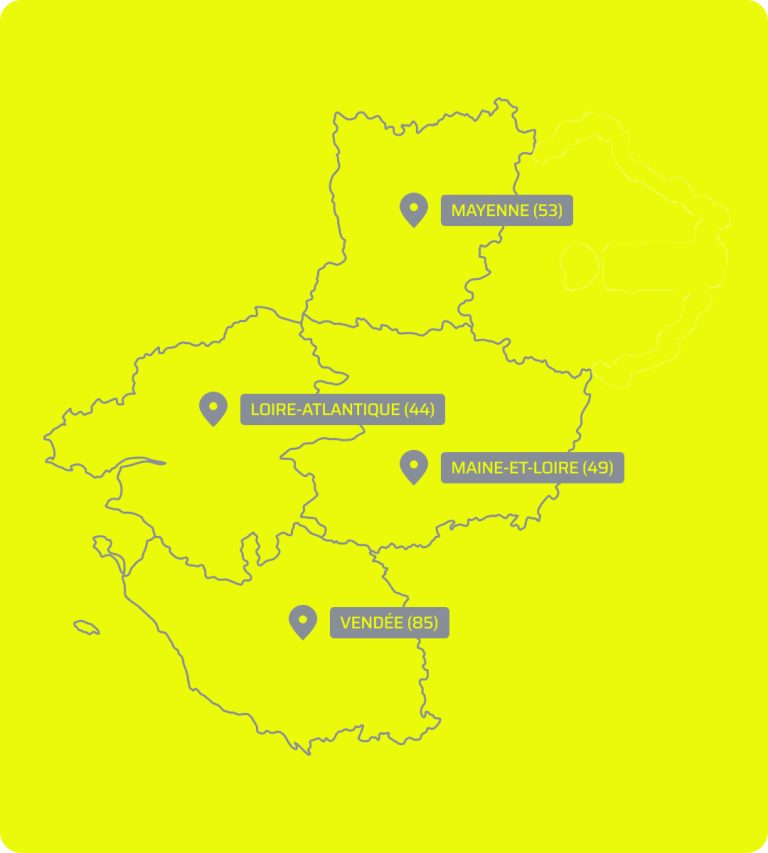 Carte des Pays de la Loire avec implantation ANAVEO
