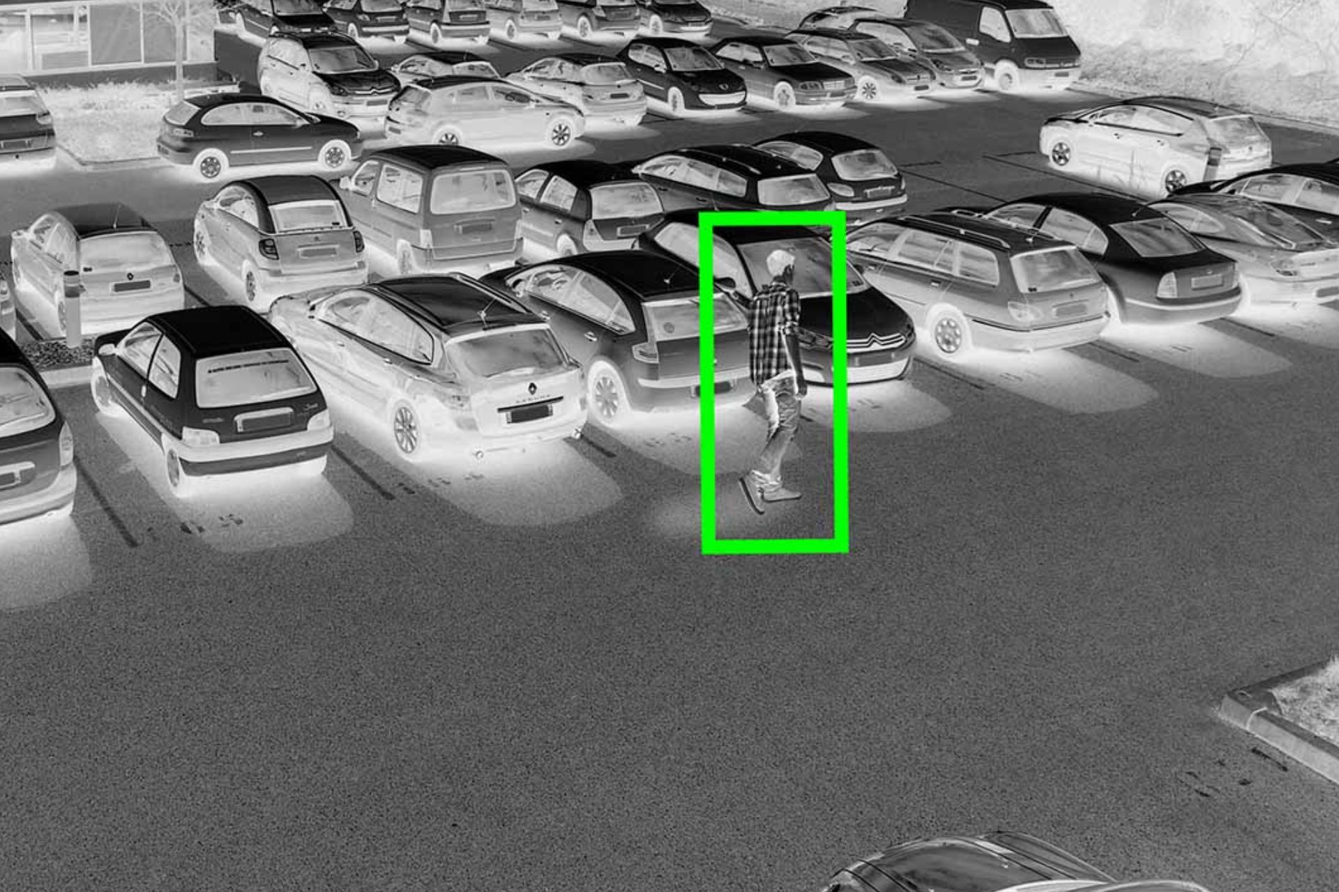 Video analysis detecting an individual in a car park