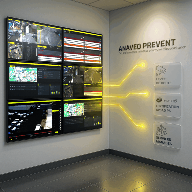 ANAVEO supervision centre: PSIM operators piloting multi-site managed services with a real-time interface and APSAD P5 certification